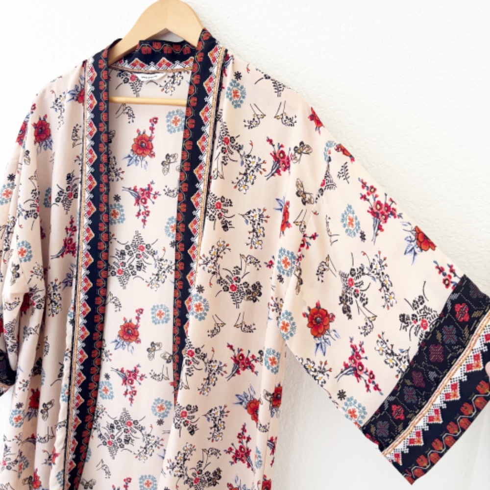 Max studio floral mixed print boho kimono‎ one size - Picture 3 of 7